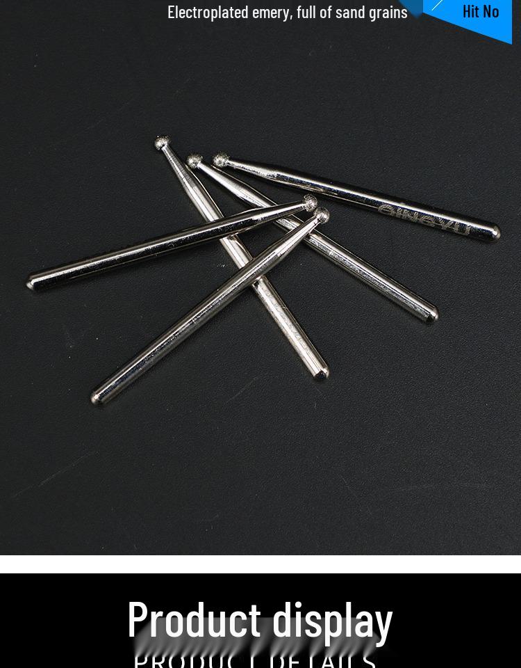 Legierung Jadeschnitzwerkzeug: Schleifnadel mit Diamantbesatz, zylindrisch & spitz, 3 mm