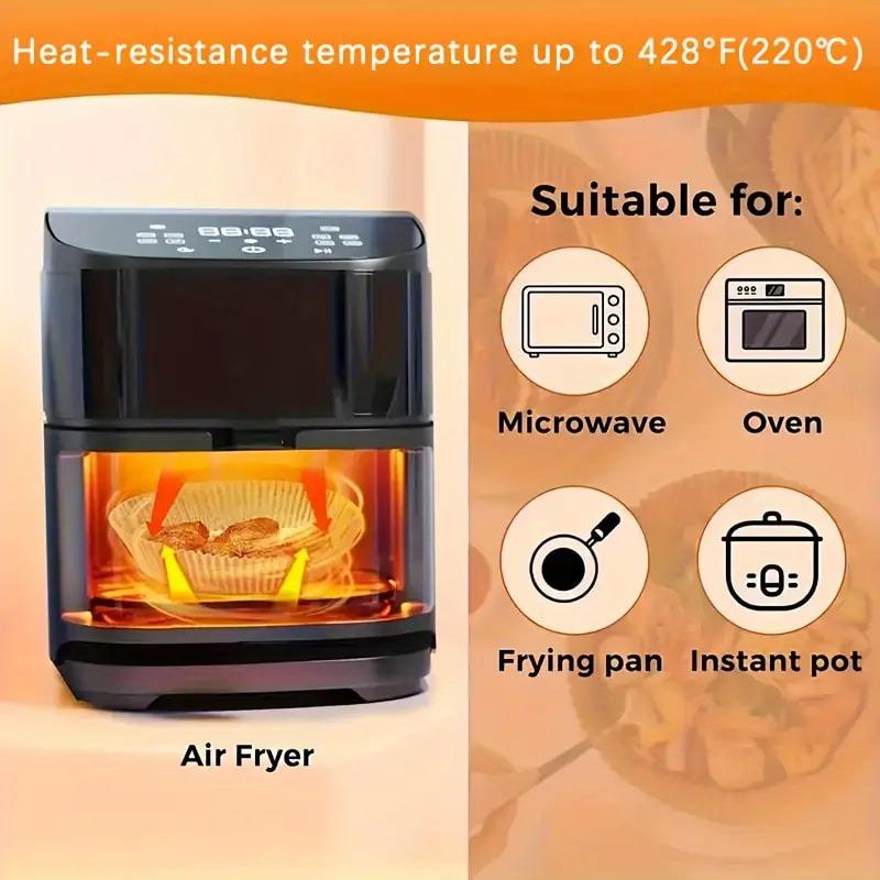 Air Fryer Paper Liners Disposable Oil-Proof Waterproof Baking Paper Round Square and Rectangle Parchment Kitchen Party Supplies