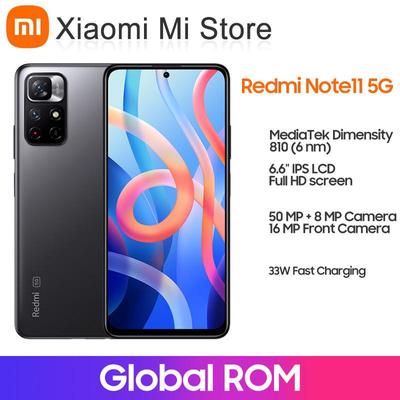 Xiaomi هاتف Redmi Note 11 5G Redmi Note11 5G الذكي العالمي ROM Dimensity 810 Octa Core شاشة 6.6 بوصة شحن سريع 33 وات بث مباشر للرياضات الإلكترونية