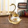 European Style Alloy Swan Sugar Bowl Spice Jar with Glass New Home Hotel Zinc Alloy Condiment Box