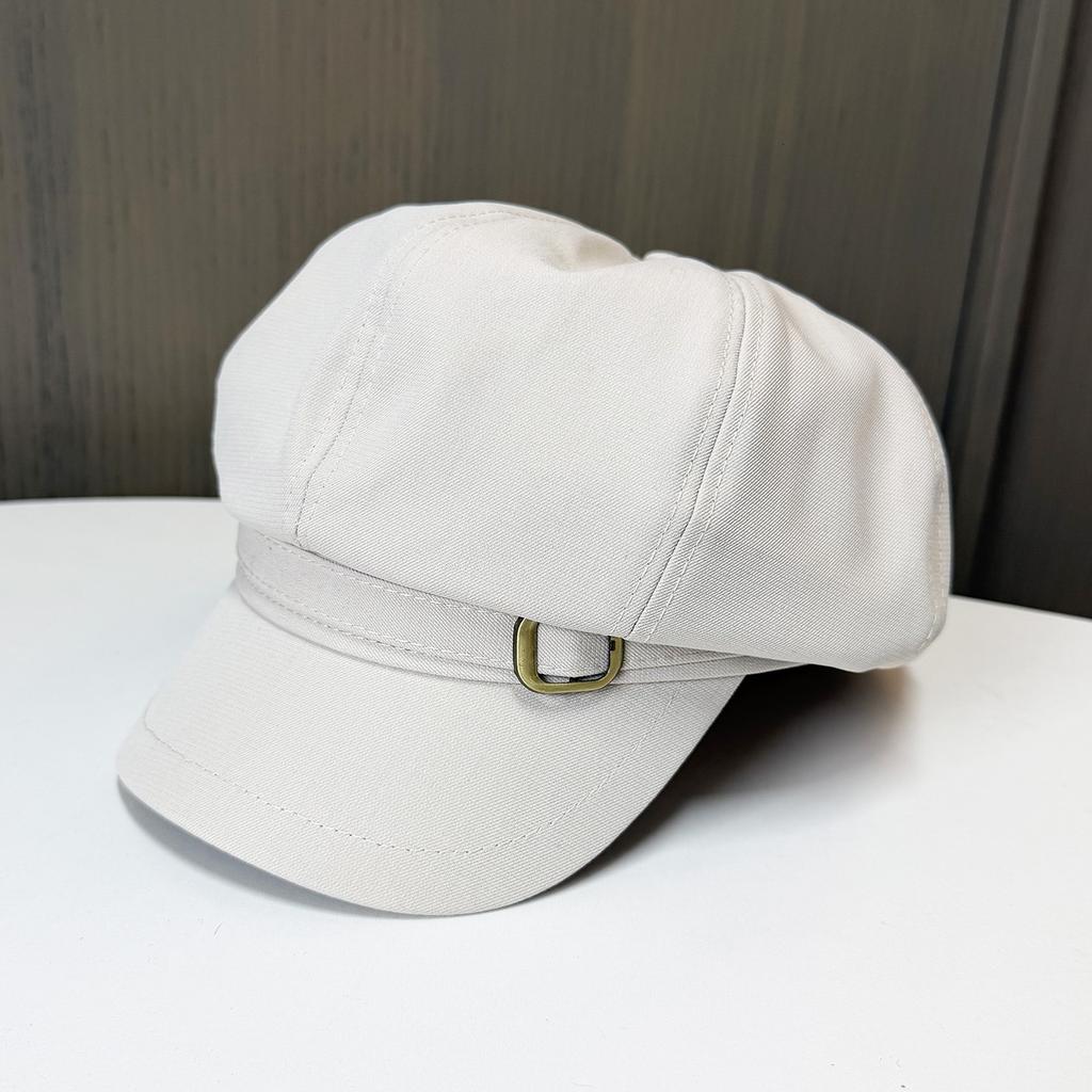 Stylish and simple octagonal hat women's spring and summer thin versatile face cap British style newsboy hat