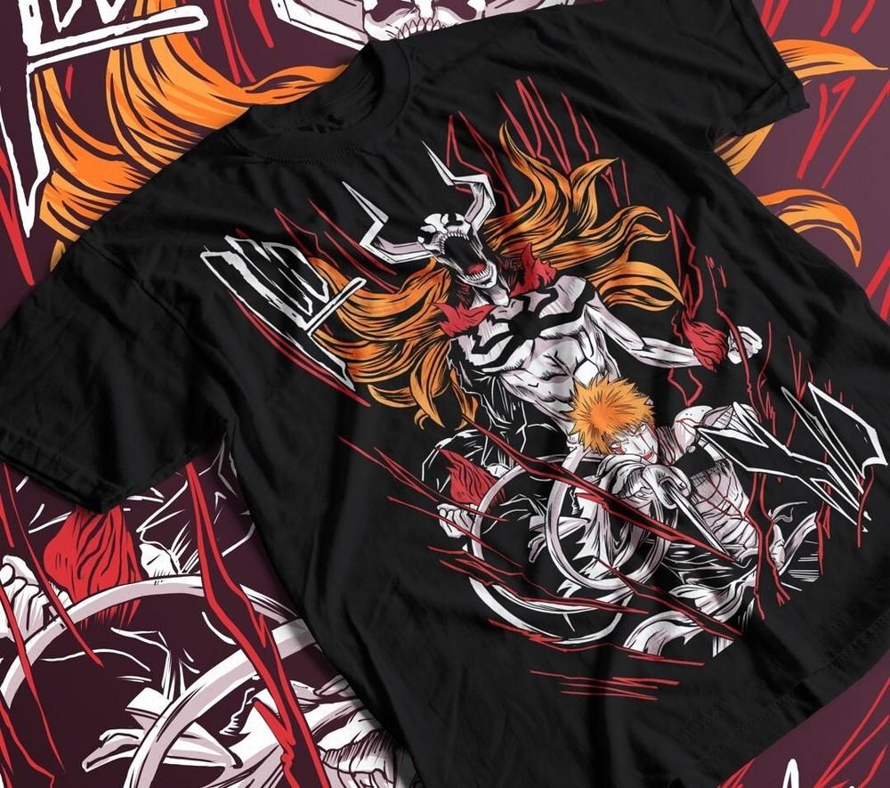 Bleach Ichigo T-Shirt Kurosaki Moon Kawai Anime Manga Black Tshirt Tee ALL SIZES