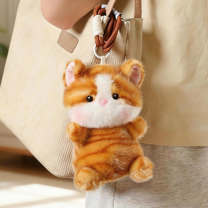 15cm Kuschel-Palmen-Haustier Kätzchen Plüschtiere Weich Flauschig Cartoon Haustier Katze Hängende Spielzeuge Niedlicher Schlüsselanhänger Taschen Dekor Auto Innenraum