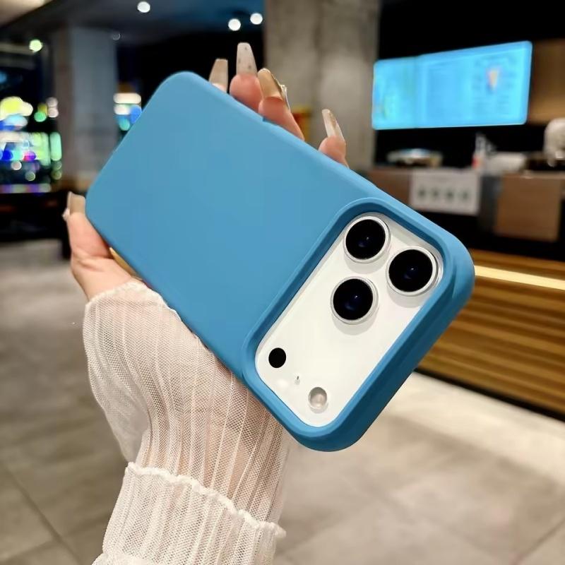 Bright Fluorescent Liquid Silicone Phone Case For iPhone 17 Air 17Pro 16 ProMax Silicone Button Protection Matte Solid Soft Cover