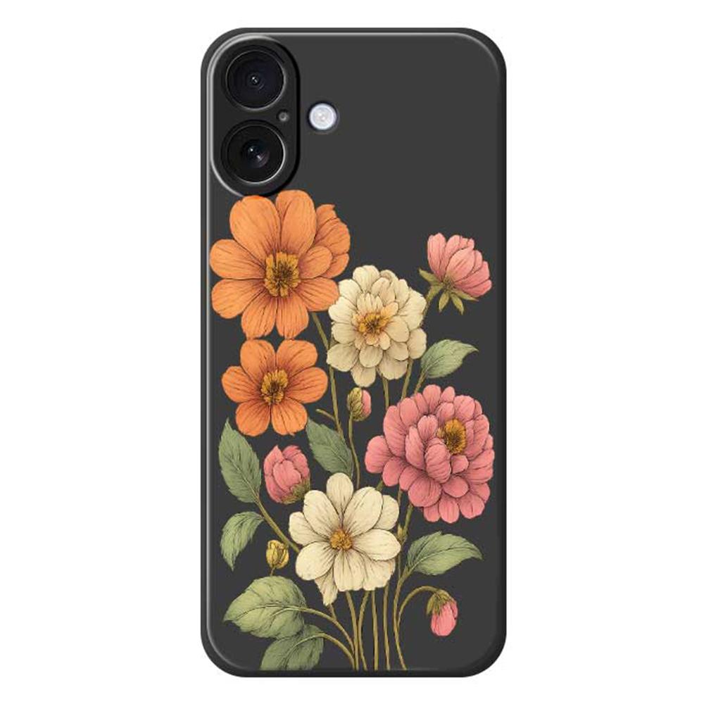 For iPhone 17 Case Beautiful Flowers Pattern Printing Straight Edge TPU Phone Back Cover