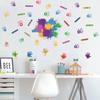 Cartoon Handprint Pencil Kindergarten Wall Sticker Kids Room Wall Decoration Self-Adhesive Home Decor