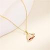 Arvaleff S925 Sterling Silver Christmas Hat Necklace with 14k Gold Zircon, Fashion Clavicle Chain
