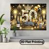 2D Luxury Black Gold 50th Birthday Backdrop Banner Glitter Crown Party Decor Background
