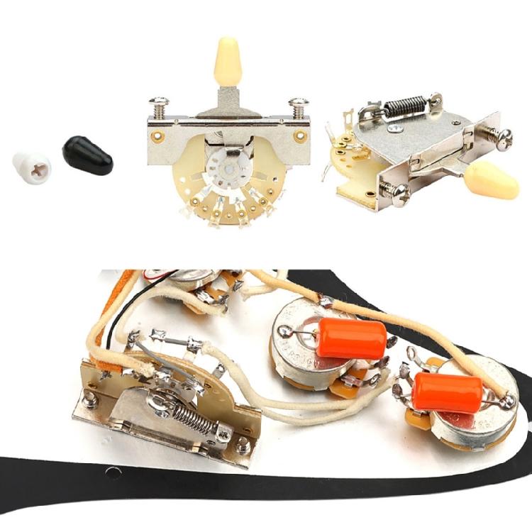 Electric Guitar 3 Way Pickup Selector Toggle Switch Black/White/Yellow Knob