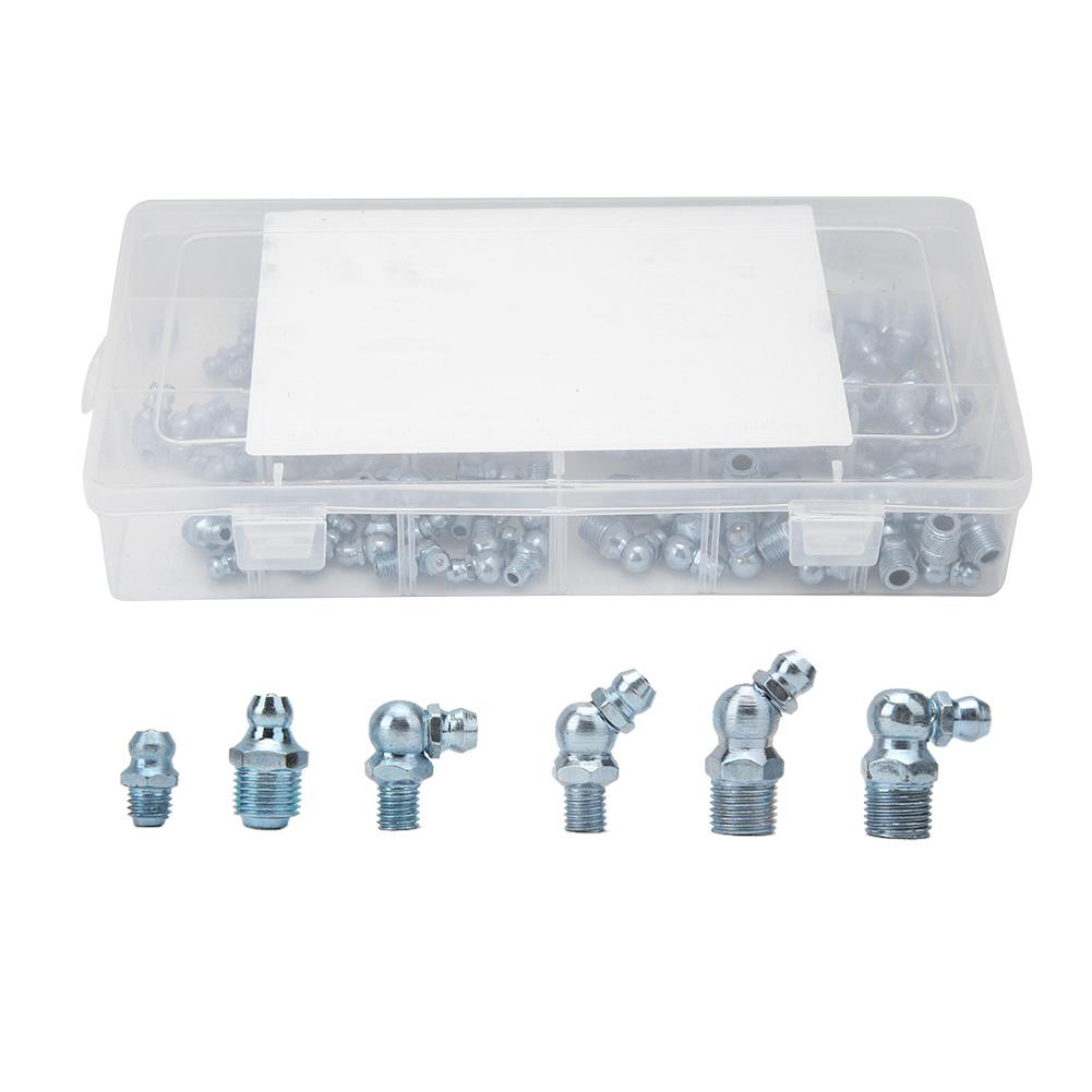 110 szt. 45 stopni 18in28 Smar Końcówka Smarowniczki Złączka Dyszy do Maszyn Inżynieryjnych Galwanizowany Niebieski