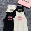 Spring/Summer Rhinestone Ribbed Sleeveless Ice Silk Knit Vest