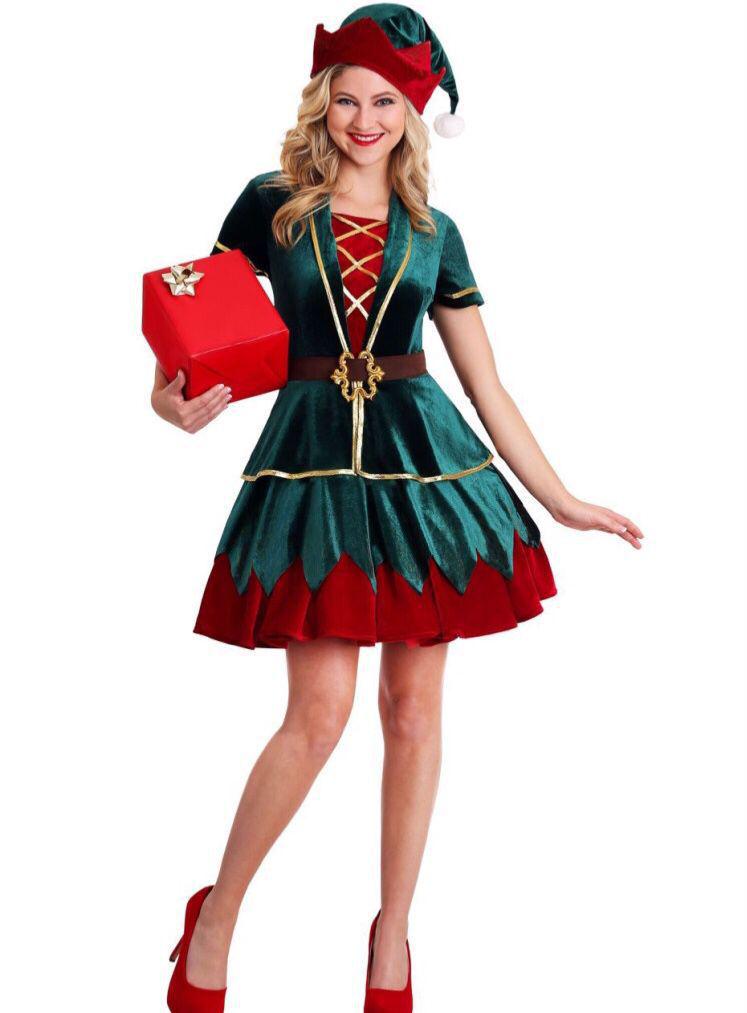 

2024 New His & Hers Christmas Elf Costumes for Couples – Red & Green Party Outfits Medium