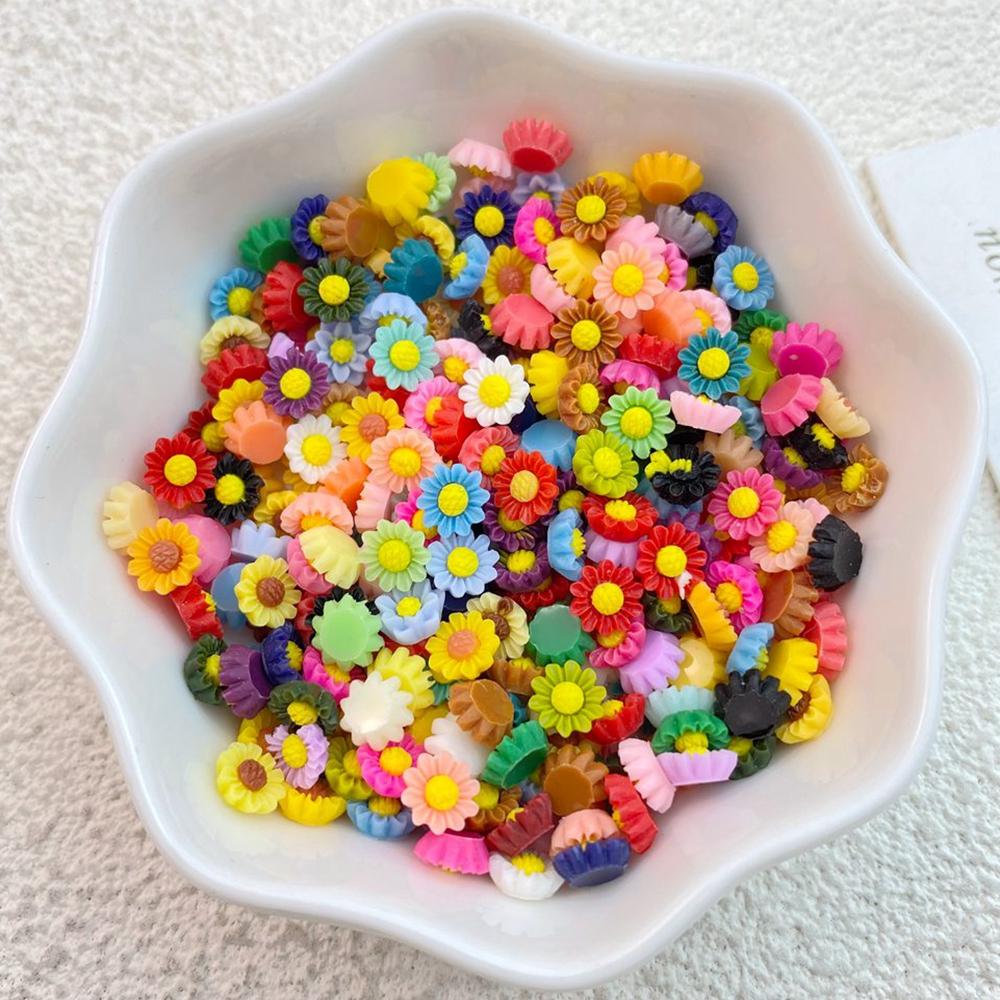 100Pcs New Cute Resin Mini Flower Series Flat Back Manicure Parts Embellishments For Hair Bows Accessories