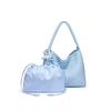 Qiangqiang Champagne Color Handmade Woven Tote: Large Capacity, Lightweight Luxury, Handheld or Shoulder, Mother-Child Bucket Design.