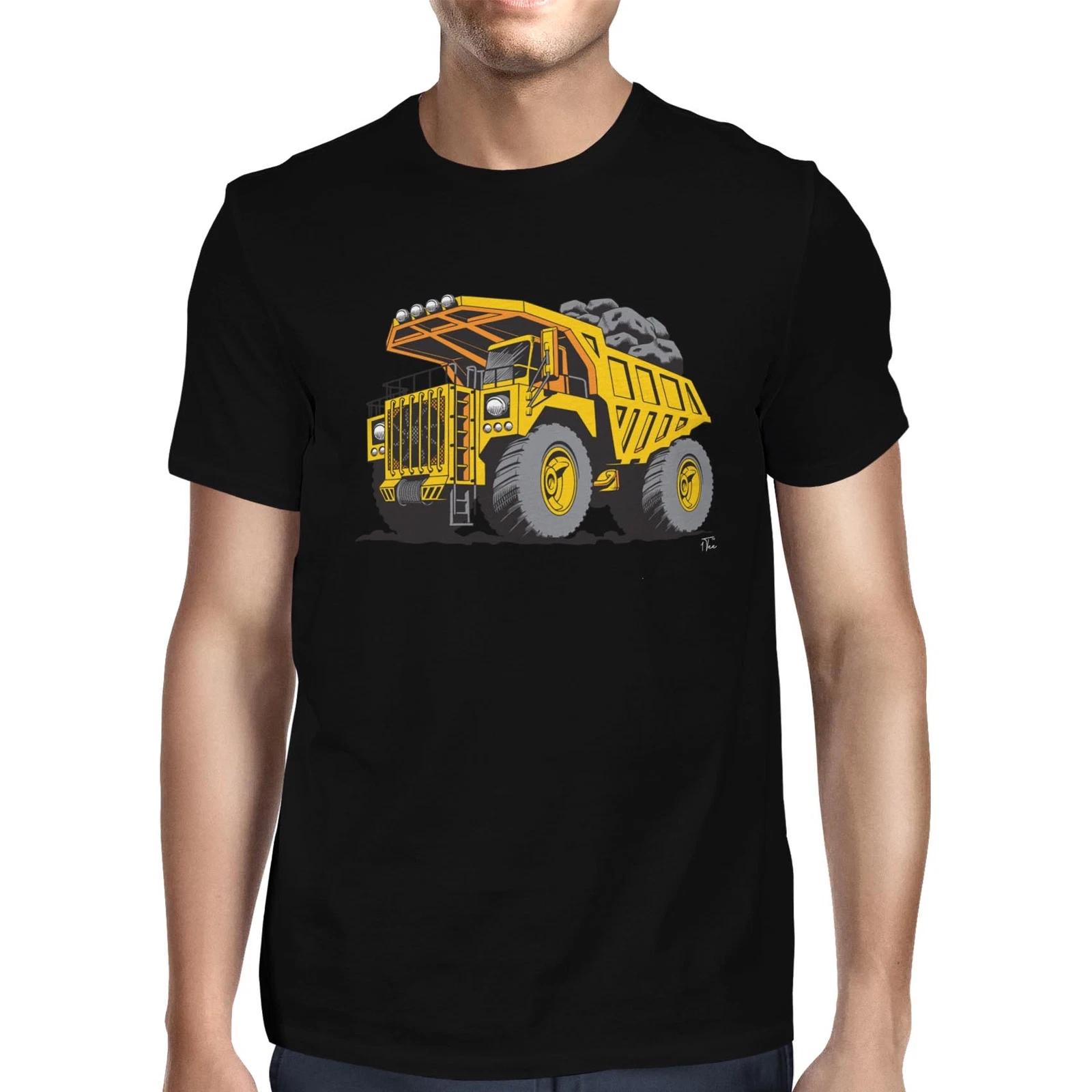 1Tee Mens Yellow Dump Truck Construction T-Shirt L