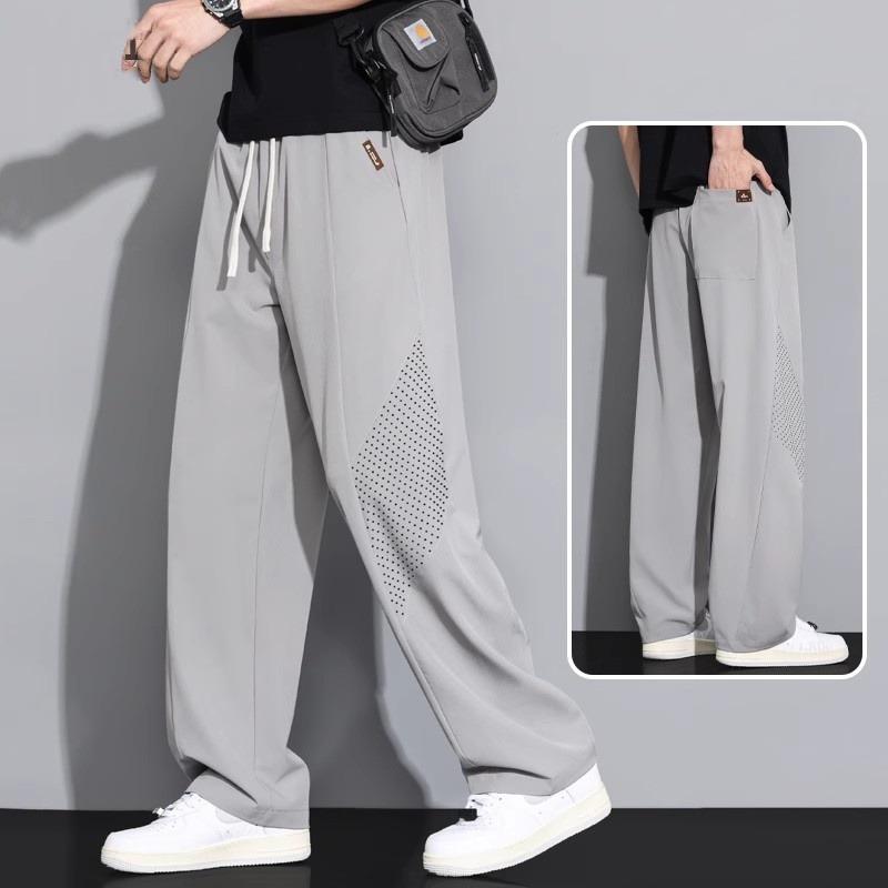 

Ice silk pants men s summer thin quick-drying sweatpants sunscreen summer pants loose straight trendy brand versatile casual trousers 5XL светло-серый