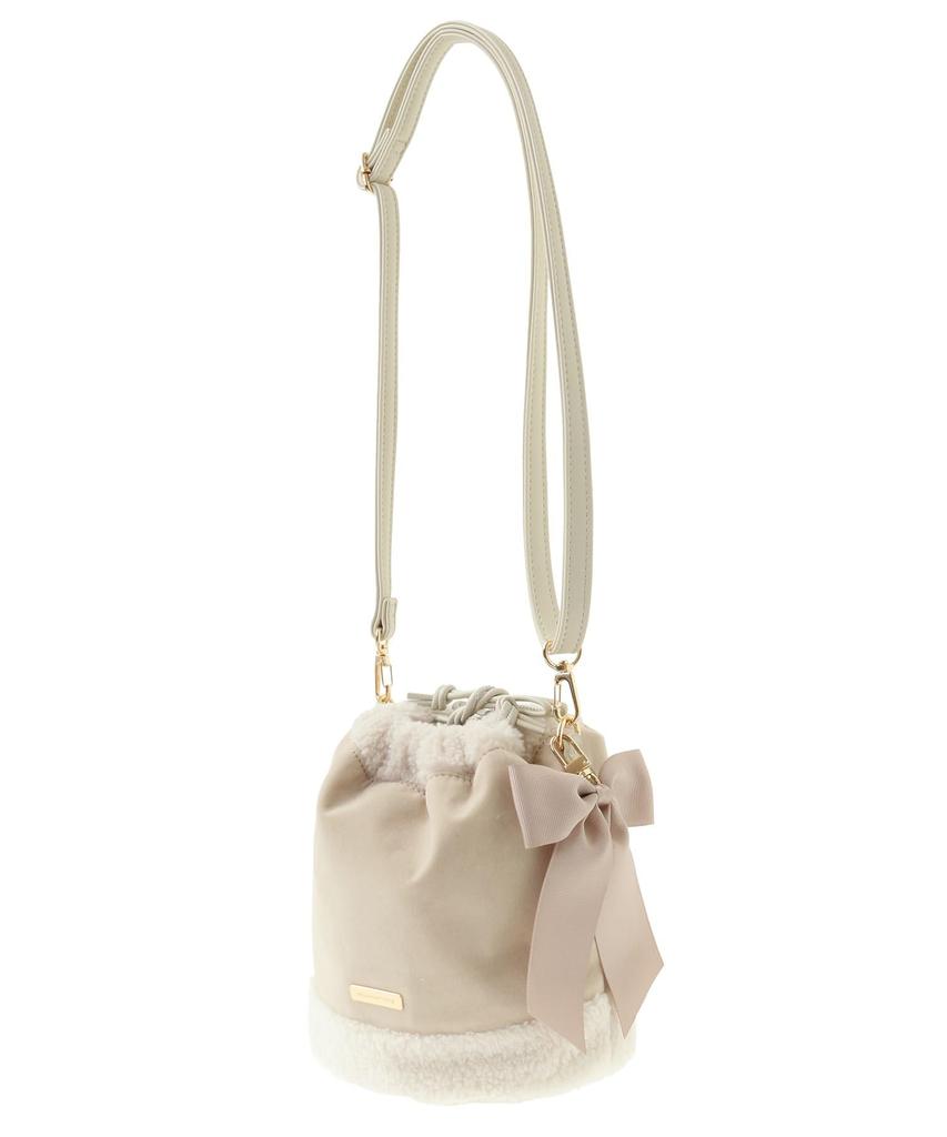 Maison de Fleur Women's Shearling Drawstring Shoulder Bag, Pink, 08000039000