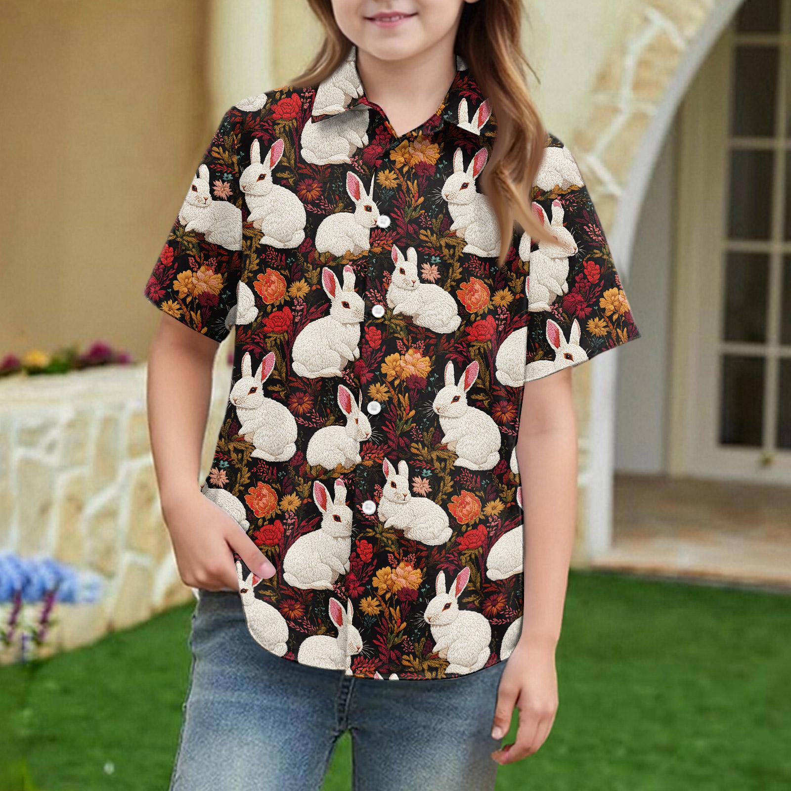 

Summer Girls Short Sleeve Blouse School Uniform Button-Up Shirt Kids Summer School Uniform Button Down Shirt 160