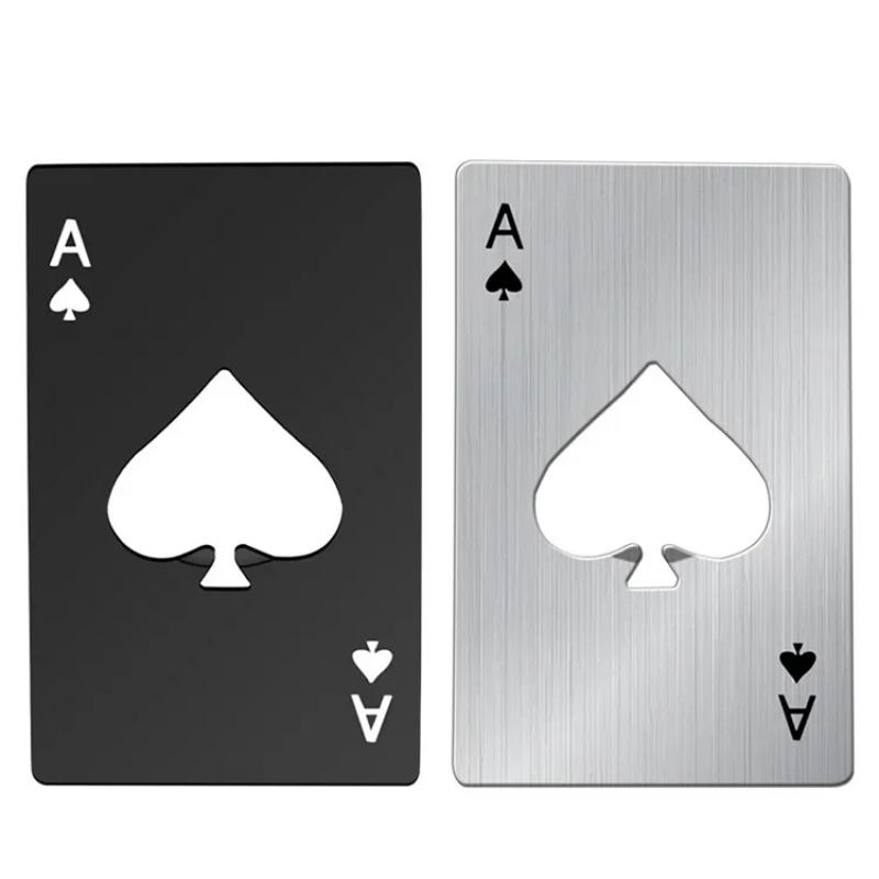 2/6 ks Kreativní pokerový otvírák na konzervy z nerezové oceli Velikost kreditní karty Bar Restaurace Pivo Kovový otvírák Dárek