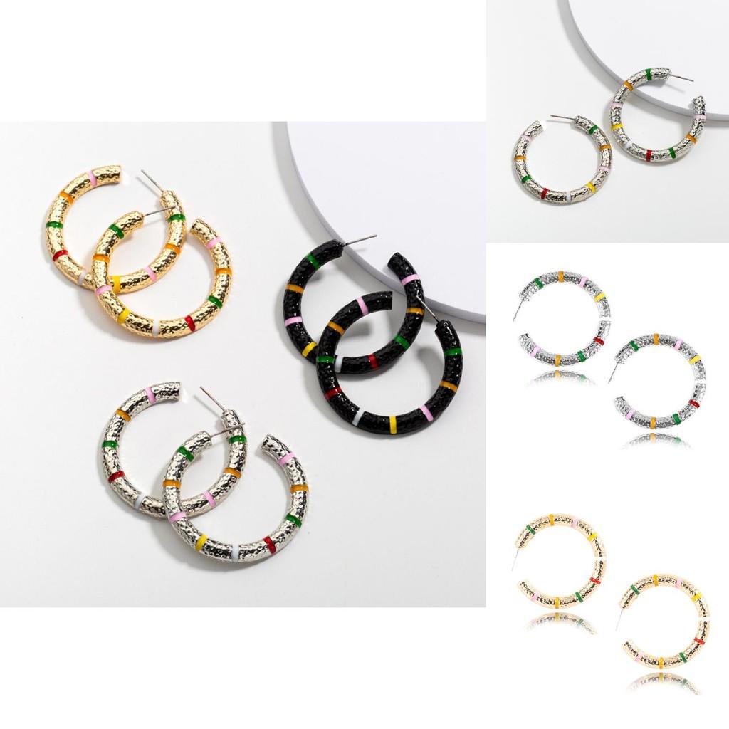 Trendy Fall 2021 Geometric Hoop Earrings In Black Gold And Silver