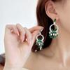 High-end Micro-inlaid Zircon Green Butterfly Fringed Heavy Industry Earrings French Light Luxury Dress Accessories