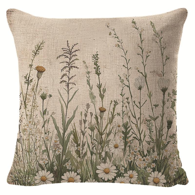 

Весна Маленький Свежий Цветочный Льняной Чехол для Подушки Современный Простой Чехол для Подушки Дивана в Гостиную 45 * 45 separate pillow cover