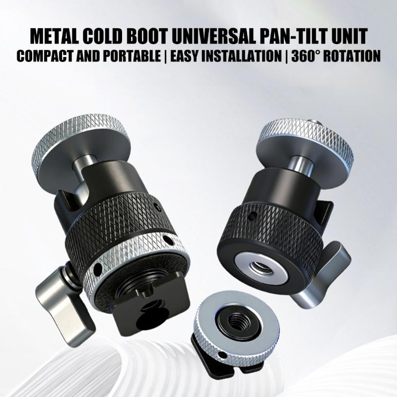 Aluminum Construction Universal Rotating Cold Shoe Adapter with 1/4in Screw For Camera Phone And Monitor