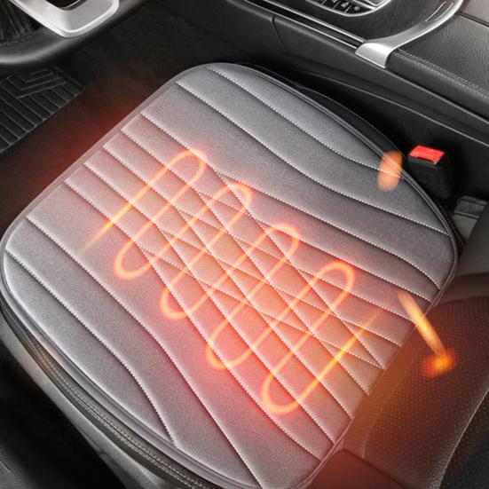 12/24V Car Heated Seat Cushion 17.72"x17.72" Memory Foam Seat Protector Pad with Anti-Slip Bottom