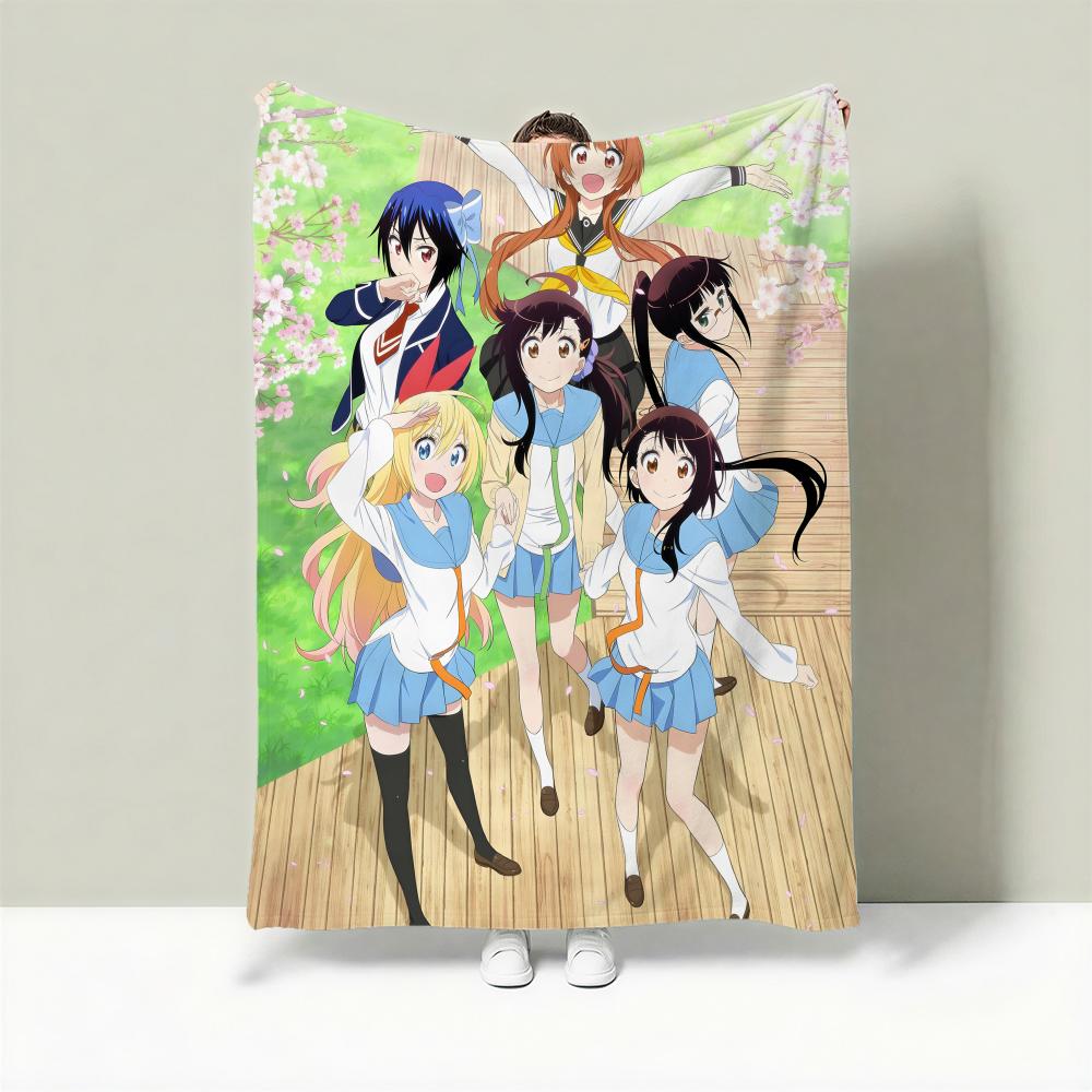 Anime N-Nisekoi Throw Lightweight 240g Flannel Blanket Soft Skin-friendly for Summer Cooling 75cmx90cm