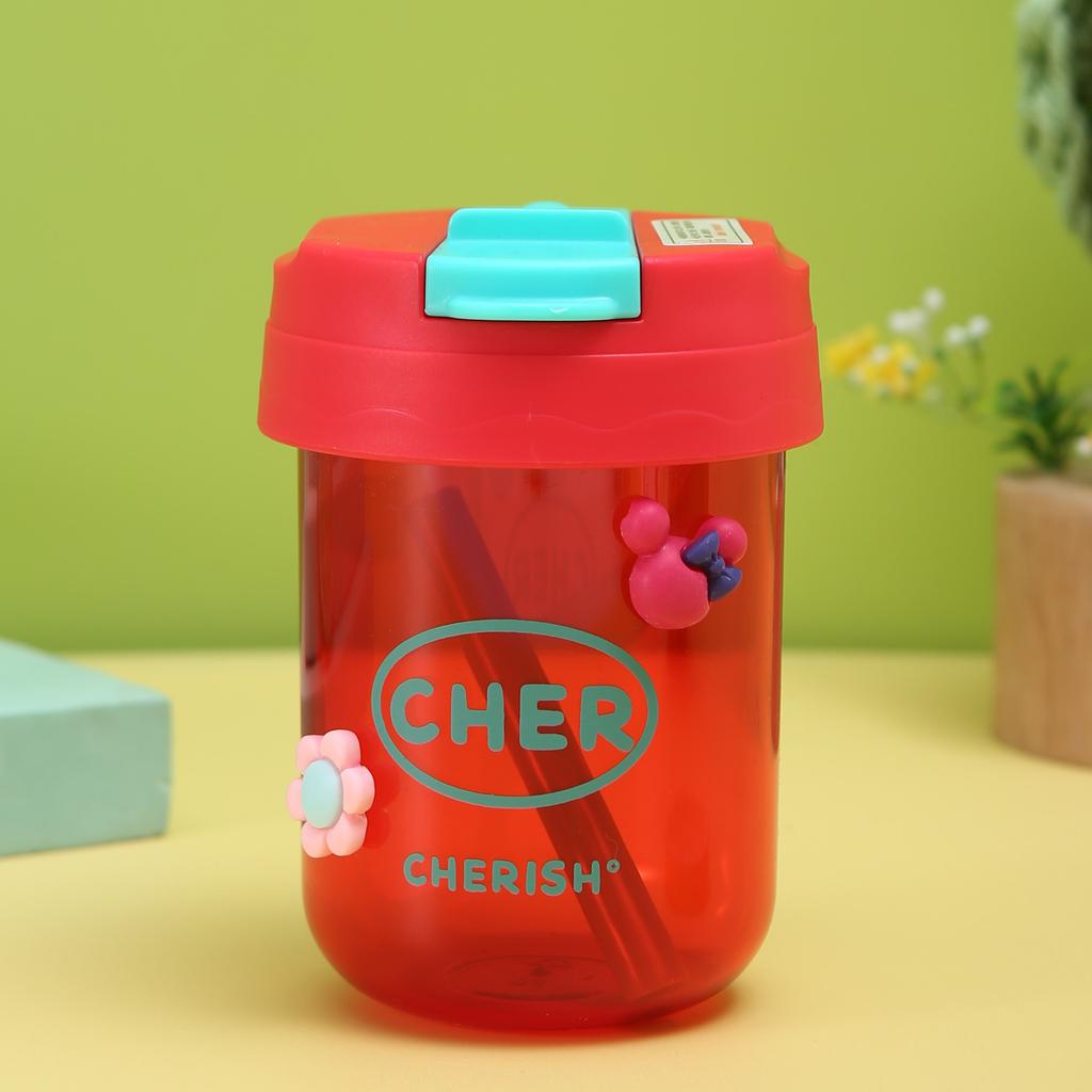 Large Capacity 330ml Portable Plastic Water Bottle With Straw Cute Cartoon Design Sealed Leak Proof Cup For School Office Travel MIT