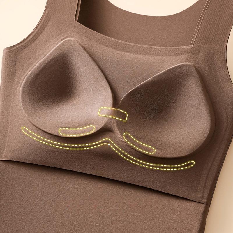 Autumn/Winter Bare Skin Bottom Clothes Warm Tank Top Women's Chest Mat Underwear Fixed Cup Beauty Skin Clothes Bottom Clothes Tank Top Autumn Clothes