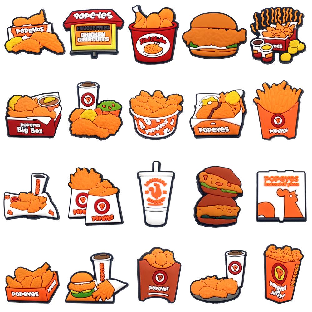 Fried Chicken Series Clog Charms: DIY PVC Soft Rubber Shoe Accessories