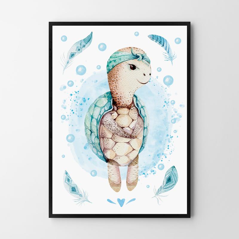 Plakat żółw morski pokój dziecka