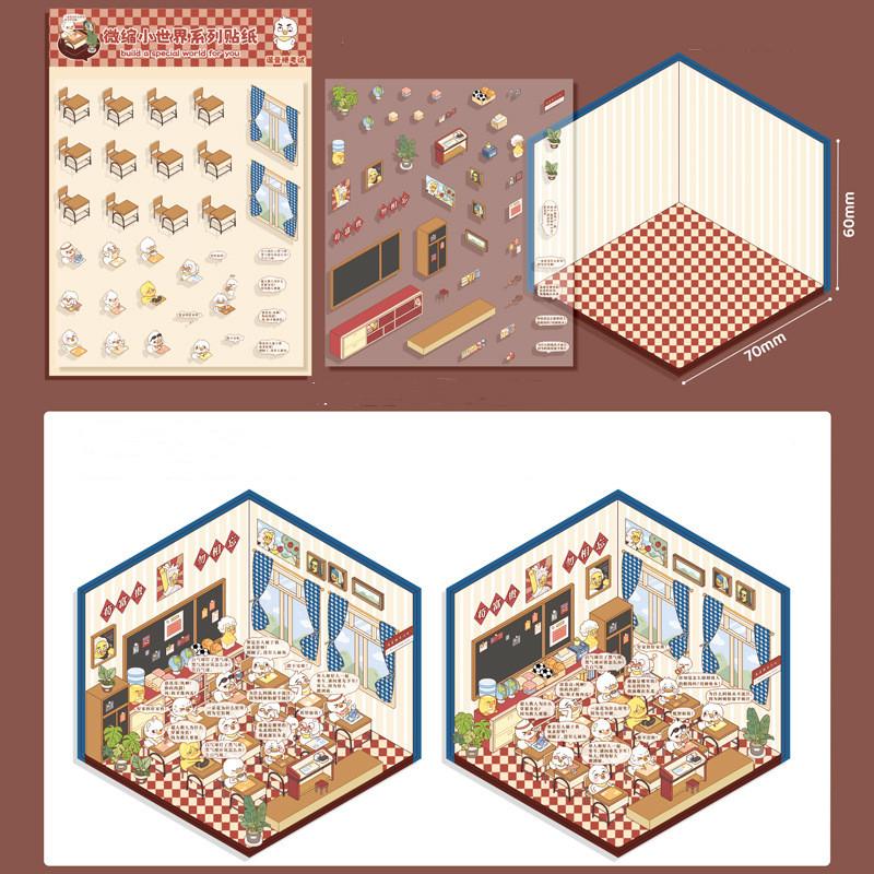 Cartoon Food Street Landscape Sticker Cabin Scene DIY Toy Game Sticker Festival Birthday Gift for Kids Girls and Children