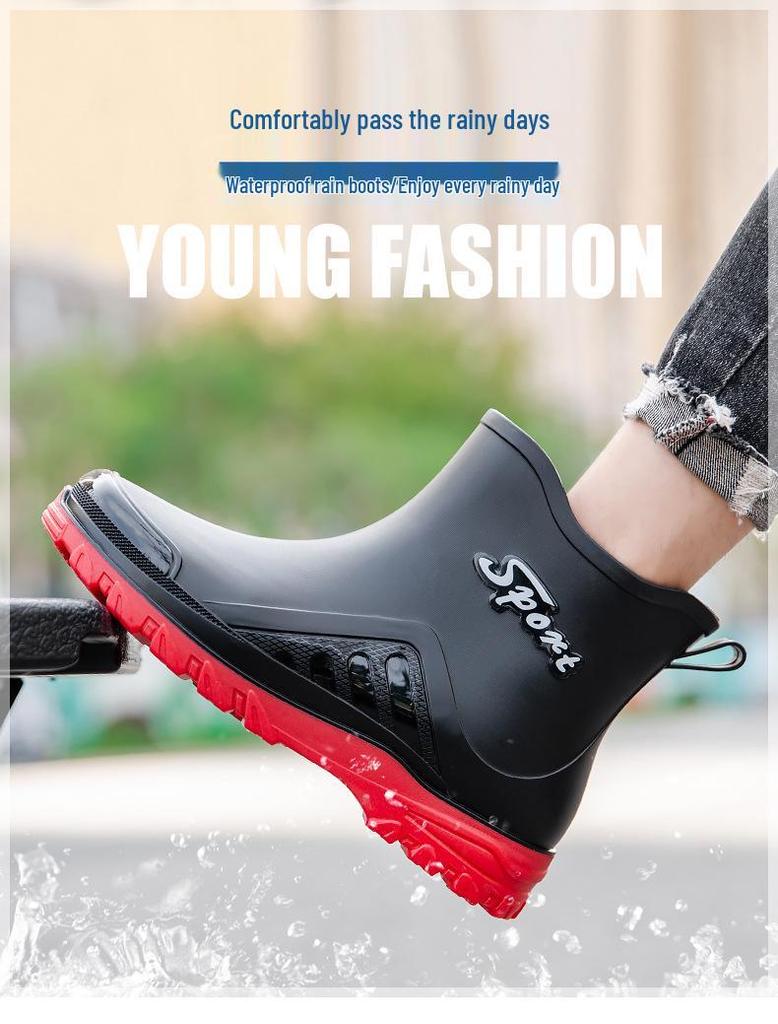 2023 Winter Sale: Men's Short Tube Waterproof Rubber Rain Boots - All-Season Fashionable Flat Design