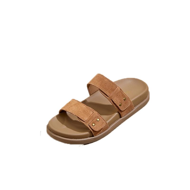 Thick-soled Drag Women's Model 2025 Summer New Retro Shoes Lazy Drag Open-toed Beach Cool Slippers Women's Versatile