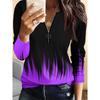 Women's T Shirt Ombre Graphic Vintage Fashion Stylish Long Sleeve Crew Neck Regular Tops Daily Zipper Print Yellow Blue