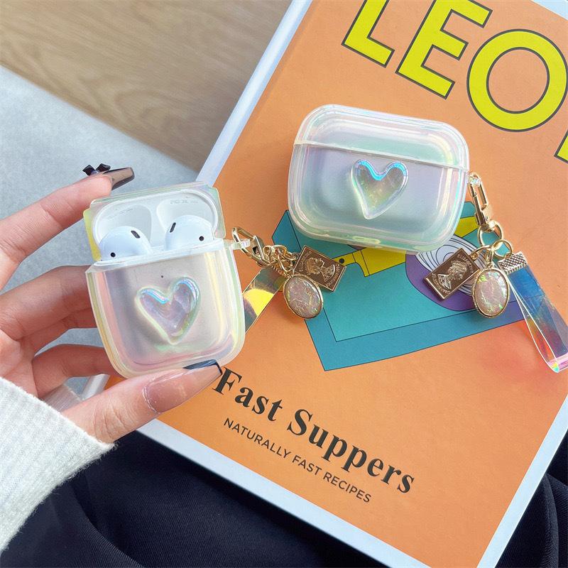 Applicable Airpods 1 /2/3 Generation Airpods Pro Silicone Transparent Laser Bluetooth Protective Case Lanyard Earphone Cover