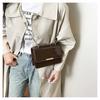 Vintage Solid Color Square Shoulder Bags for Women Textured Ladies Flap Pu Leather Crossbody Bag Simple Female Chain Handbags