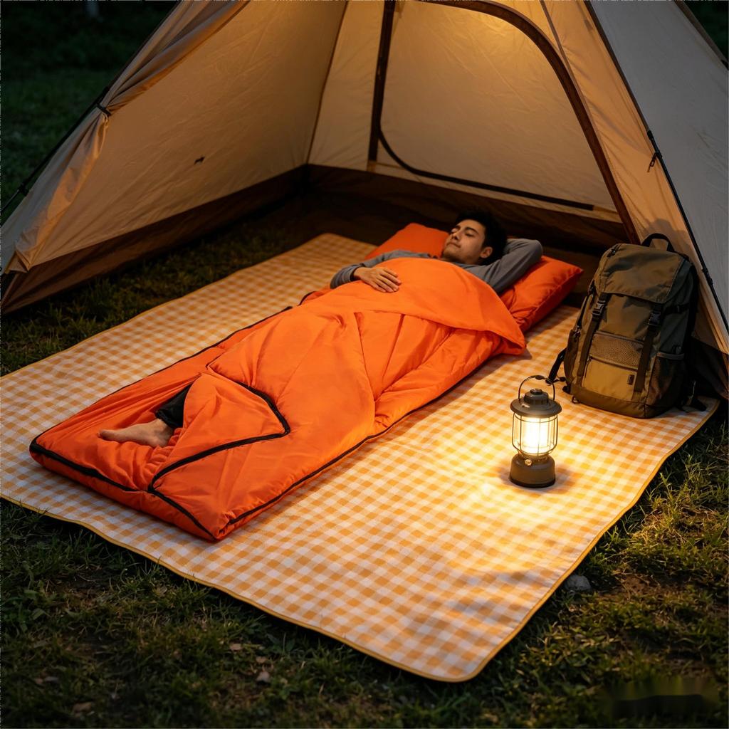 For Ultra Lightweight Summer Envelope Sleeping Bag with Lining for Travel Single Person Use in Hotels and Camping