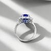 2025 S925 Silver Blue Flower Oval Ring - European & American Style