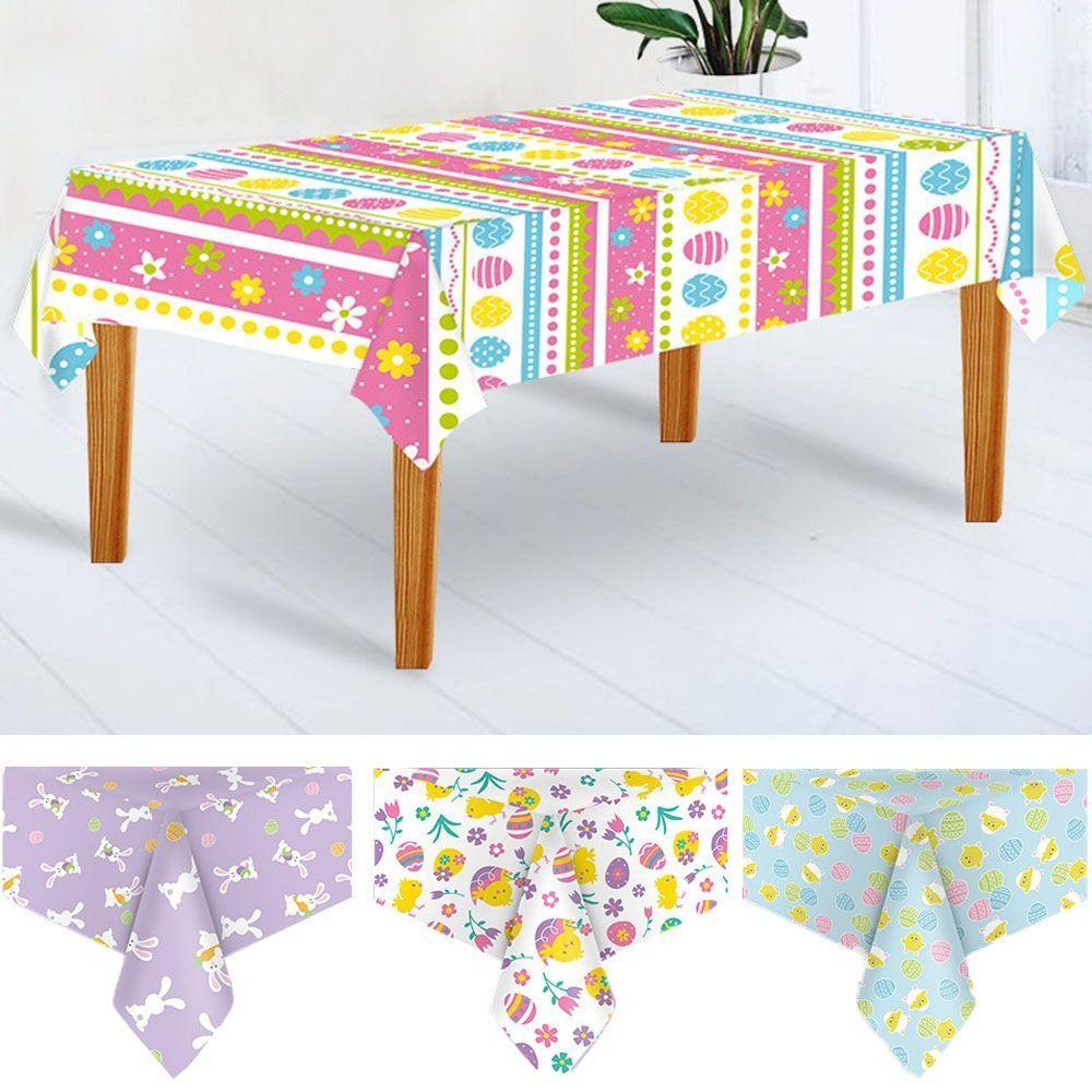 New Plastic Easter Tablecloth Rabbit 137*274cm Disposable Tablecloths Bronzing Table Cover Party Supplies