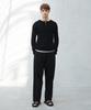 Jeilium Owens Linen Double-Pleated Elastic Trousers Black