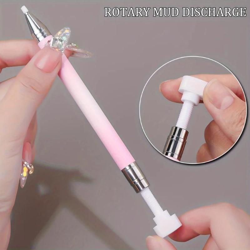 Gradient Point Drill Wax Stick with Self-Adhesive Rotating Nail Art Tool, Portable Dotting Pen for Nail Salon Use Nail Art Pen