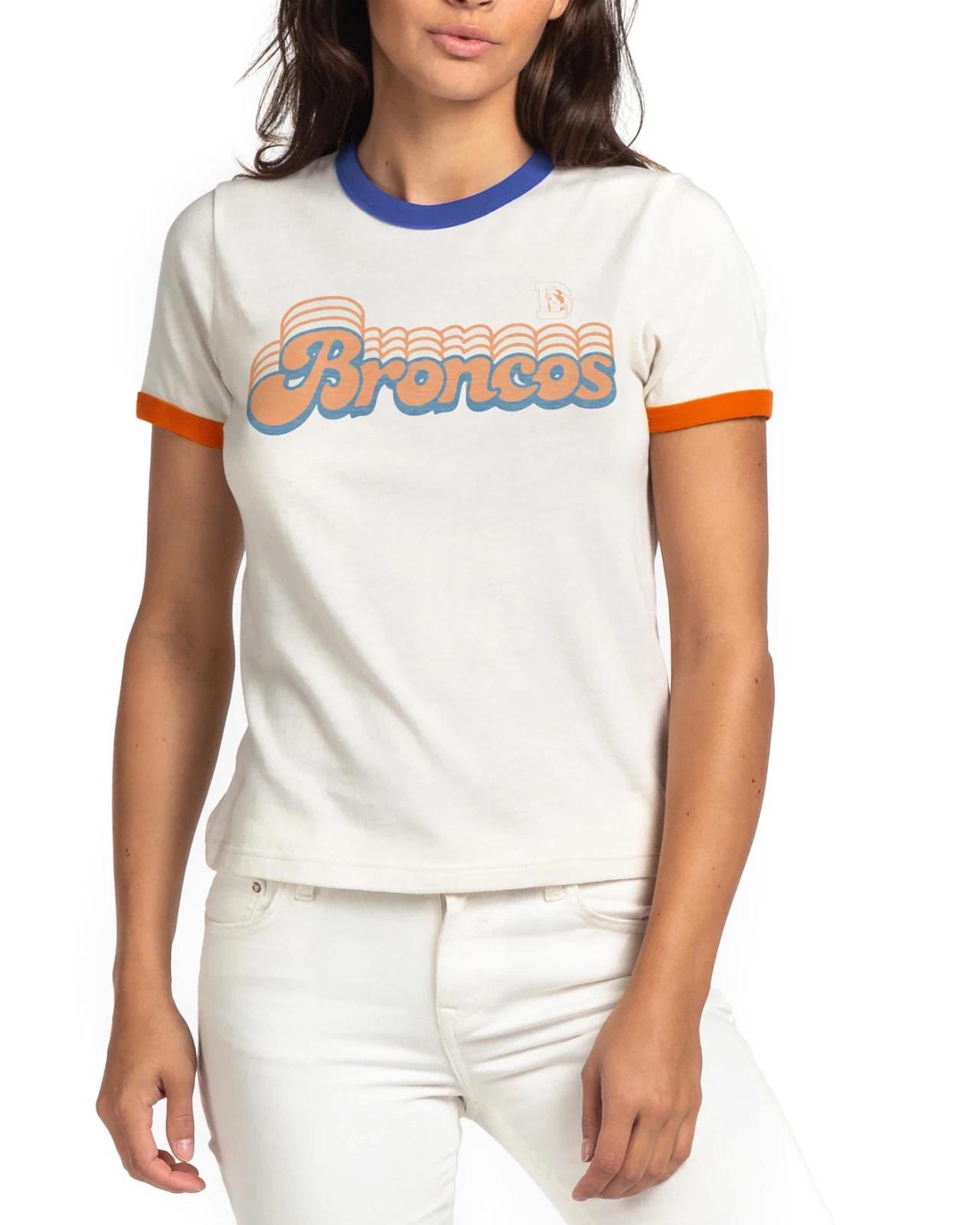 Junk Food Womens Denver Broncos Retro Ringer Tee Shirt New XXS, S, L, XL, XXL 2XL