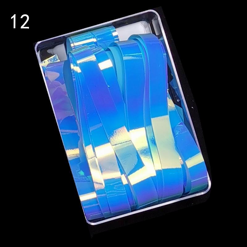 20Pcs Candy Color Aurora Cellophane Strip Colorful Nail Stickers Nail Art Decoration with Box