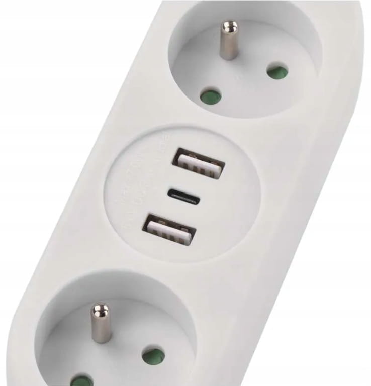 Extension Lead, 2 Sockets + 2xUSB A + USB C, 2m