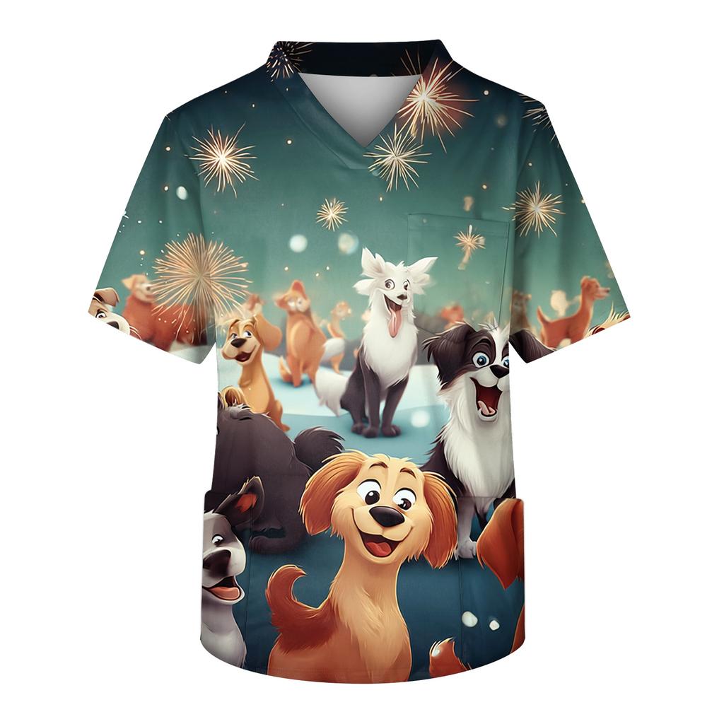 Pánská pracovní halenka s krátkým rukávem a výstřihem do V na hrudi