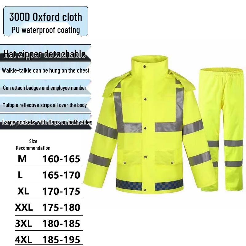 Reflektierendes Wasserdichtes Regenmantel-Set für Verkehrssicherheit und Sicherheitsstreifen