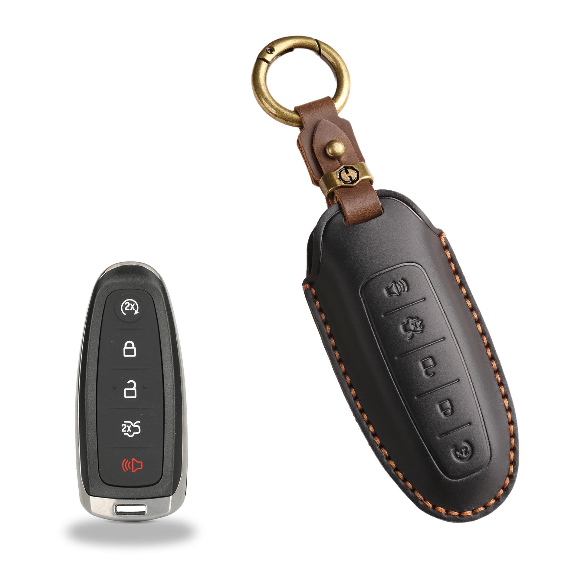 

Новый ретро чехол для ключей подходит для кожаного брелка для ключей автомобиля Lincoln Aviator Navigator Navigator. чёрный